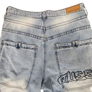 Austin Landing Y2K Baggy Jorts 13 Tribal Embossed Embroidered Wide Leg Skater